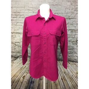 Woolrich Womens Hot Pink Longsleeve Cotton Blouse w Pockets on Chest Size Medium